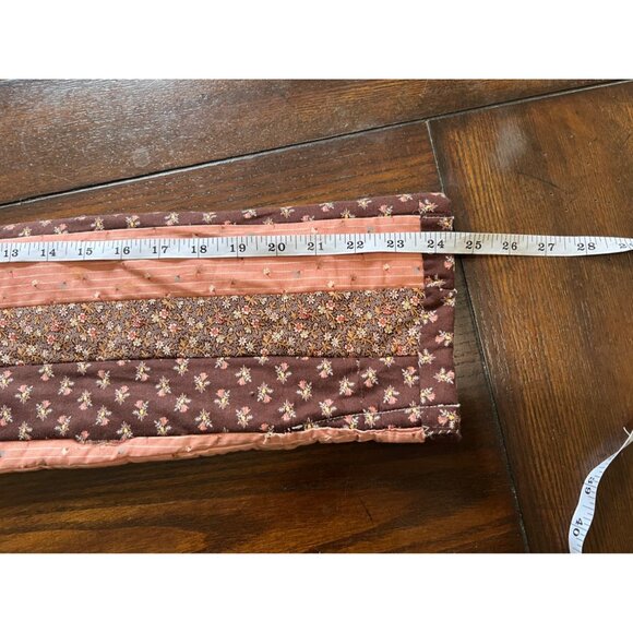 Vintage Handmade Quilt Jacket Brown Pink Floral Cat Mouse Zip Pockets Cottage - Picture 11 of 11
